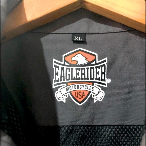 EAGLE RIDER motorcycle clothing men’s buttoned grey decaled shirt size XL NWT - Picture 13 of 14